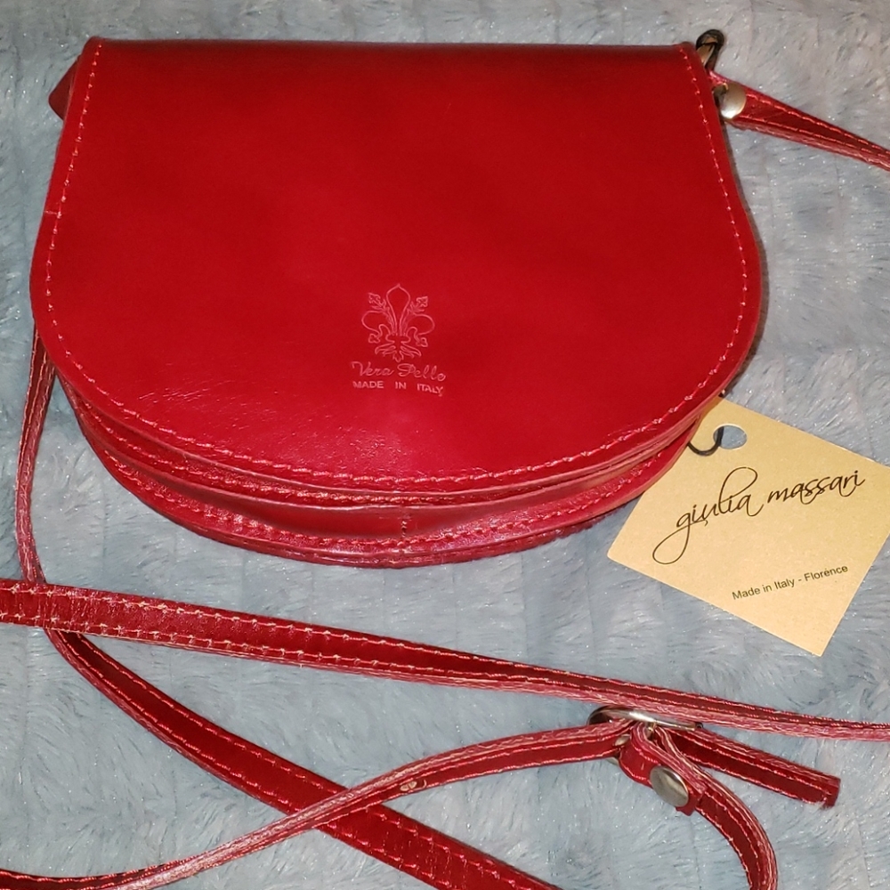 Vera Pelle small red leather Crossbody Bag